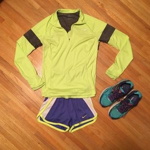 SALE!! Neon Green/Grey 1/2 Zip Long-Sleeve Running
